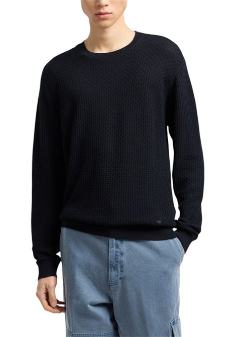 Virgin wool sweater with raised jacquard pattern EMPORIO ARMANI | sweaters | EM002196 AF13851FB057
